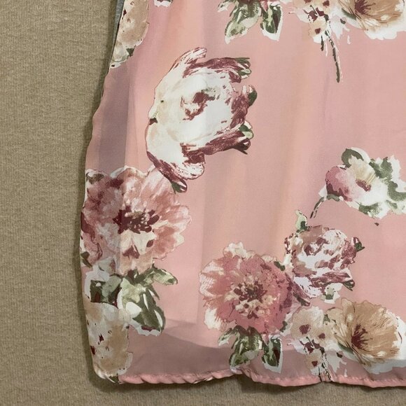 Maurices Blouse Women's Small Pink & Gray Floral Sleeveless - Picture 3 of 12